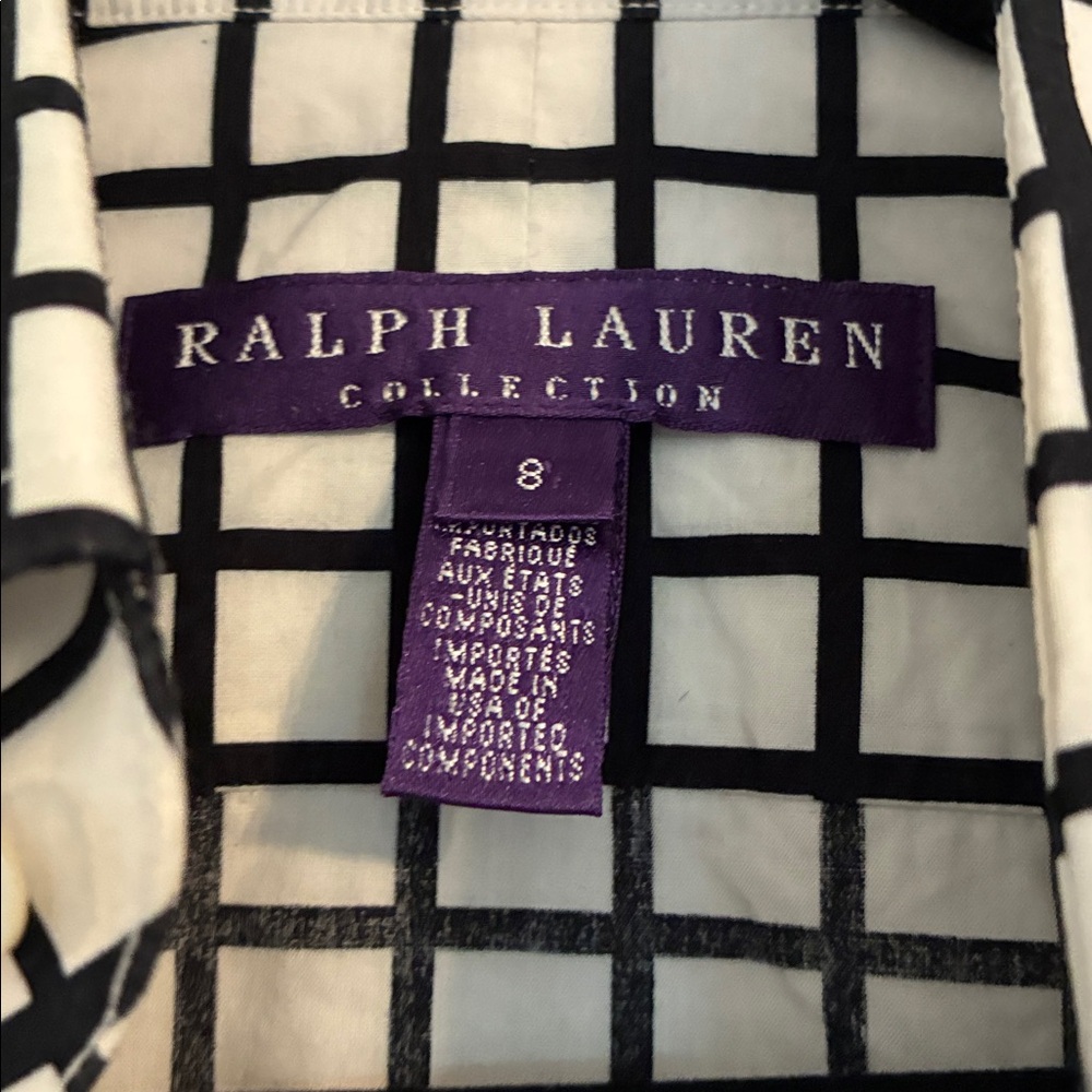 Ralph Lauren Purple Label Navy(?) & White Grid Button-Up Shirt - 8 - Picture 2 of 4